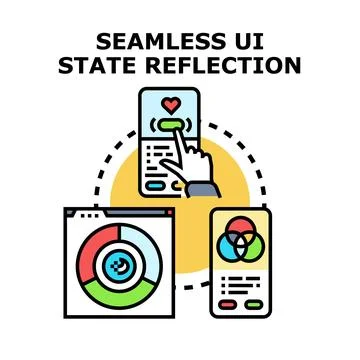 Seamless user interface state reflection concept developing Stock Illustration