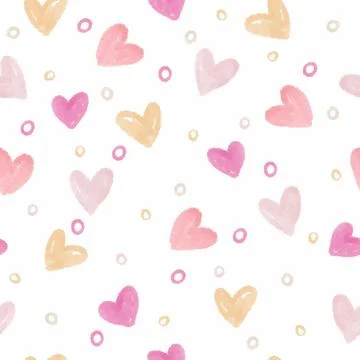 Seamless valentine day pattern background with watercolour heart shape , vale Stock Illustration