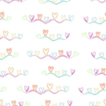 Seamless valentine day pattern background with cute heart line  , valentine c Stock Illustration