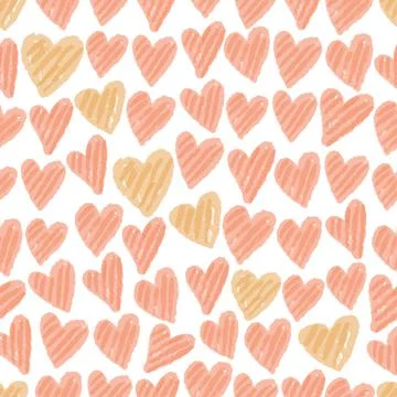 Seamless valentine day pattern background with habd draw heart row, valentine Stock Illustration