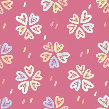 Seamless valentine day pattern background with colourful flower from heart sh Stock Illustration