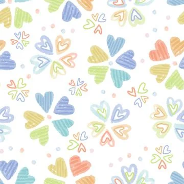Seamless valentine day pattern background with flower from heart shape , vale Stock Illustration