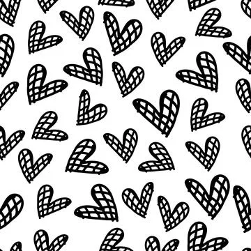 Seamless valentine day pattern background with  ink heart like a waffle , val Stock Illustration