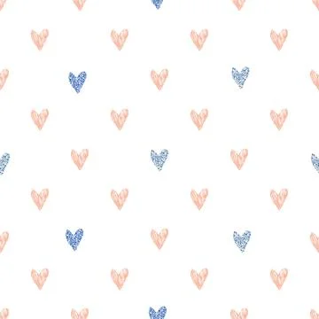 Seamless valentine day pattern background with glitter and paint heart , vale Stock Illustration