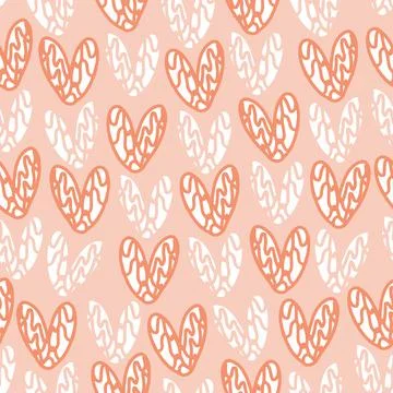 Seamless valentine day pattern background with hand draw heart , valentine ca Stock Illustration