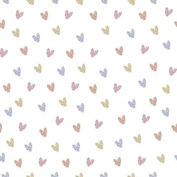 Seamless valentine day pattern background with simple glitter pastel heart ,  Stock Illustration