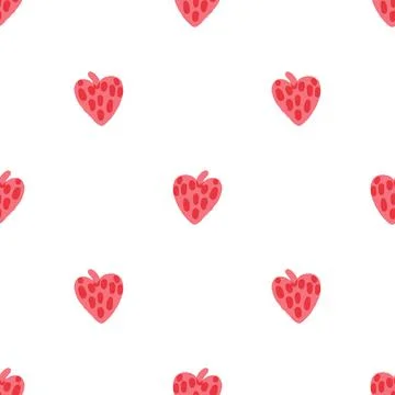 Seamless valentine day pattern background with heart like a strawberry , vale Stock Illustration