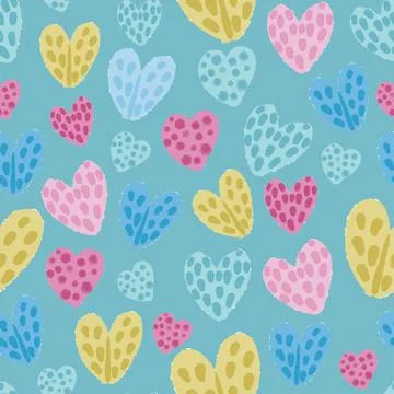 Seamless valentine day pattern background with mixed hand draw heart , valent Stock Illustration