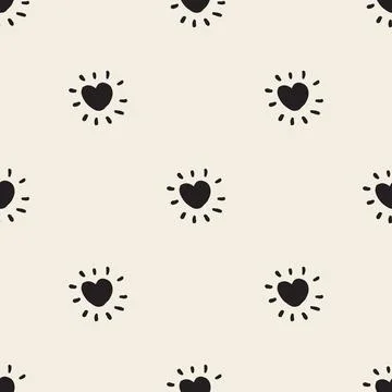 Seamless valentine day pattern background with monochrome heart like a sunny  Stock Illustration