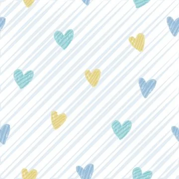 Seamless valentine day pattern on blue stripe background with heart , valenti Stock Illustration