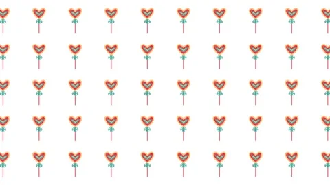 Seamless Valentine Day Pattern with Heart Shaped Icons on White Background Stock Footage 345539866