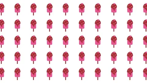 Seamless Valentine Day Pattern with Pink Heart Popsicles and Chocolate Topping Stock Footage 345539889
