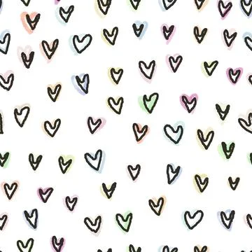 Seamless valentine day pattern on white background with cute heart  , valenti Stock Illustration