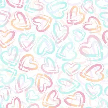 Seamless valentine day pattern on white background with colourful heart shape Stock Illustration