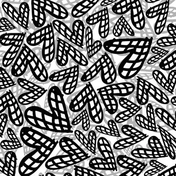 Seamless valentine day pattern on white background with stripe heart , valent Stock Illustration
