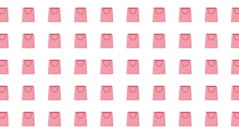 Seamless Valentine Day Shopping Pattern with Pink Gift Bags on White Background Stock Footage 345539890