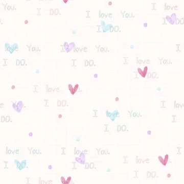 Seamless valentine pattern background with heart and words , I love you Stock Illustration