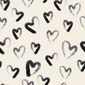 Seamless valentine pattern  background with monohrome heart  , hand draw patt Stock Illustration