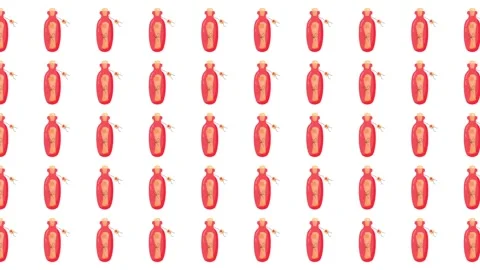 Seamless Valentine's Day Pattern with Red Message in a Bottle Icons on White Stock Footage 345539855