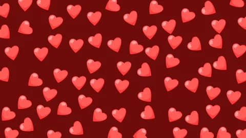 Seamless Valentine's Day Pattern with Scattered Red Hearts on Dark Background Stock Footage 345539907