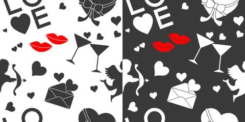 Seamless Valentines Day patterns Stock Illustration