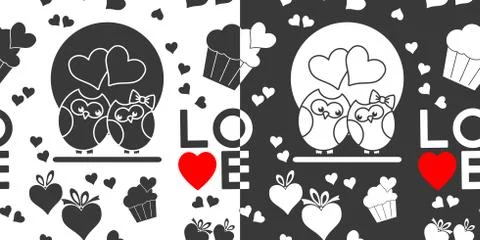 Seamless Valentines Day patterns Stock Illustration