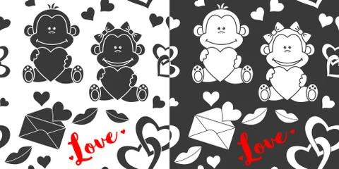 Seamless Valentines Day patterns Stock Illustration