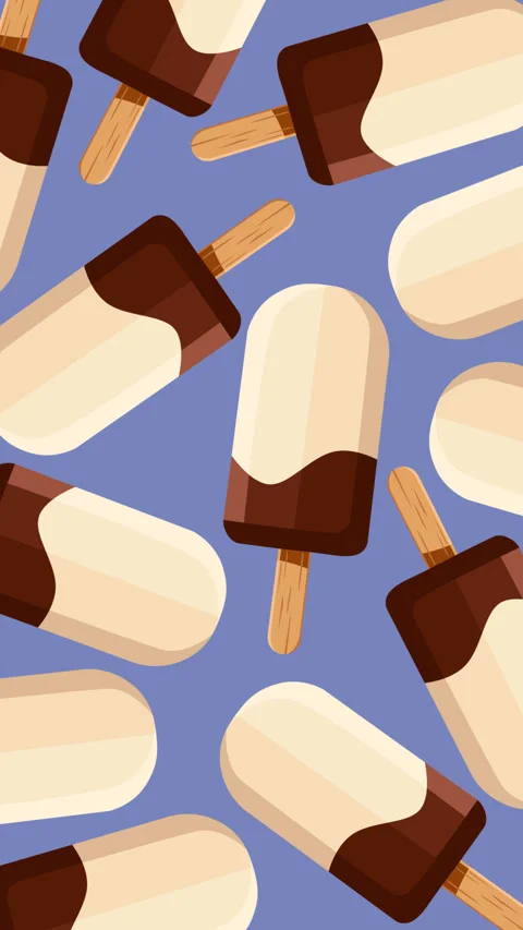 Seamless Vanilla Ice Cream Bars with Chocolate Dip Pattern Loop Animation Stock Footage 337975575