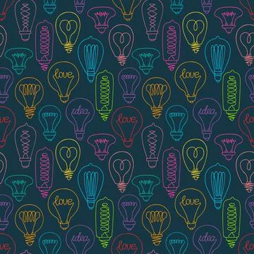 Seamless varicolored lightbulbs Stock Illustration