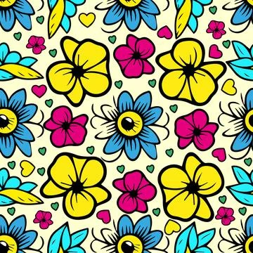 Seamless vector abstract floral pattern Stock Illustration