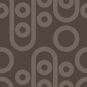 Seamless vector abstract geometric pattern with rings and lines Stock Illustration