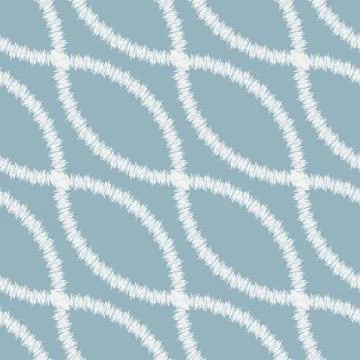 Seamless vector abstract geometric pattern with white embroidered chain Stock Illustration
