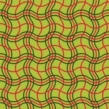 Seamless vector abstract pattern background. Red and green wavy lines on a li 스톡 일러스트