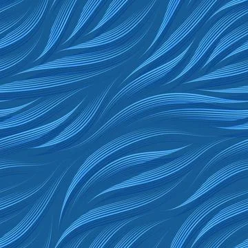 Seamless vector abstract pattern of blue graceful lines drawn with a pen Stock-Illustration