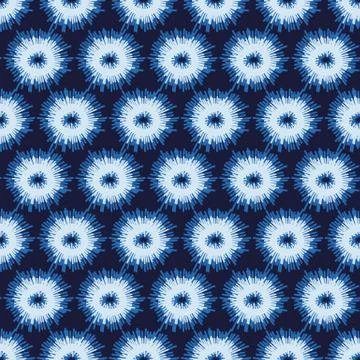 Seamless vector abstract pattern with circular shapes in indigo blue Illustrazione stock