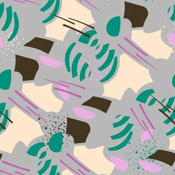 Seamless vector abstract pattern with hand drawn curved elements for prints, tex Stock Illustration