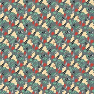 Seamless vector abstract pattern with hand drawn curved elements for prints, tex Stock Illustration