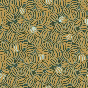 Seamless vector abstract pattern with round organic motifs in mustard yellow Stock Illustration