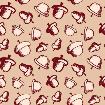 Seamless vector acorn pattern Stock Illustration