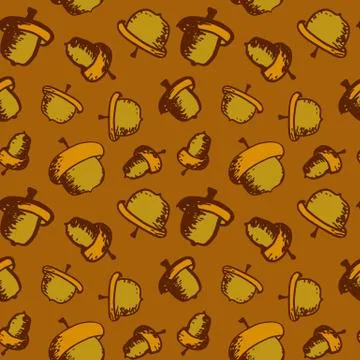 Seamless vector acorn pattern Illustrazione stock