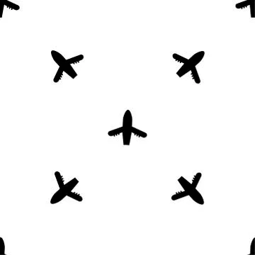 Seamless vector airplane pattern. Flat simple style  Stock Illustration