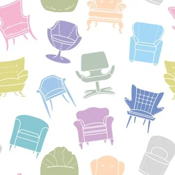 Seamless vector armchairs pattern Stock Illustration