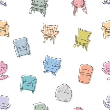 Seamless vector armchairs pattern Stock Illustration