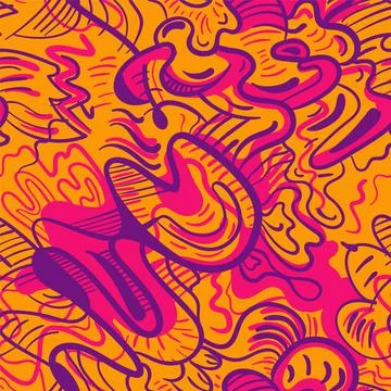 Seamless vector artwork with hand drawn wave abstract unique pattern Illustrazione stock