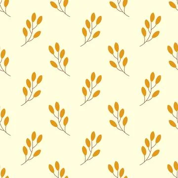 Seamless vector autumn pattern with branches and leaves. Stock Illustration