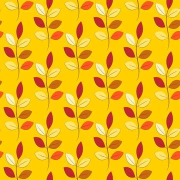 Seamless vector autumn pattern with leaves Stock Illustration