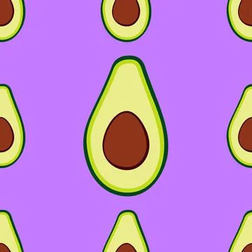 Seamless vector avocado pattern Stock Illustration