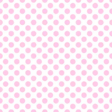 Seamless vector baby pink polka dots pattern on white background Stock Illustration