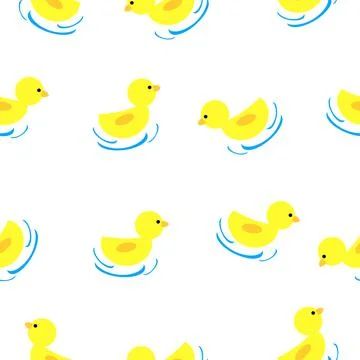 Seamless Vector Background, Baby ducks at white background Stock Illustration