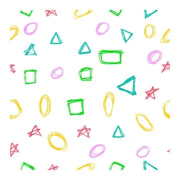 Seamless vector background basic and star shape hand draw sketch Stock Illustration